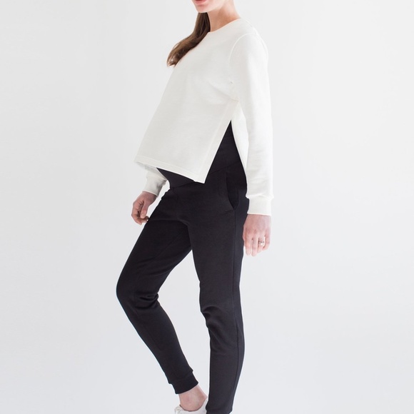 MATERNITY SOFT STRETCH SWEATSHIRT, WHITE - Picture 4 of 8